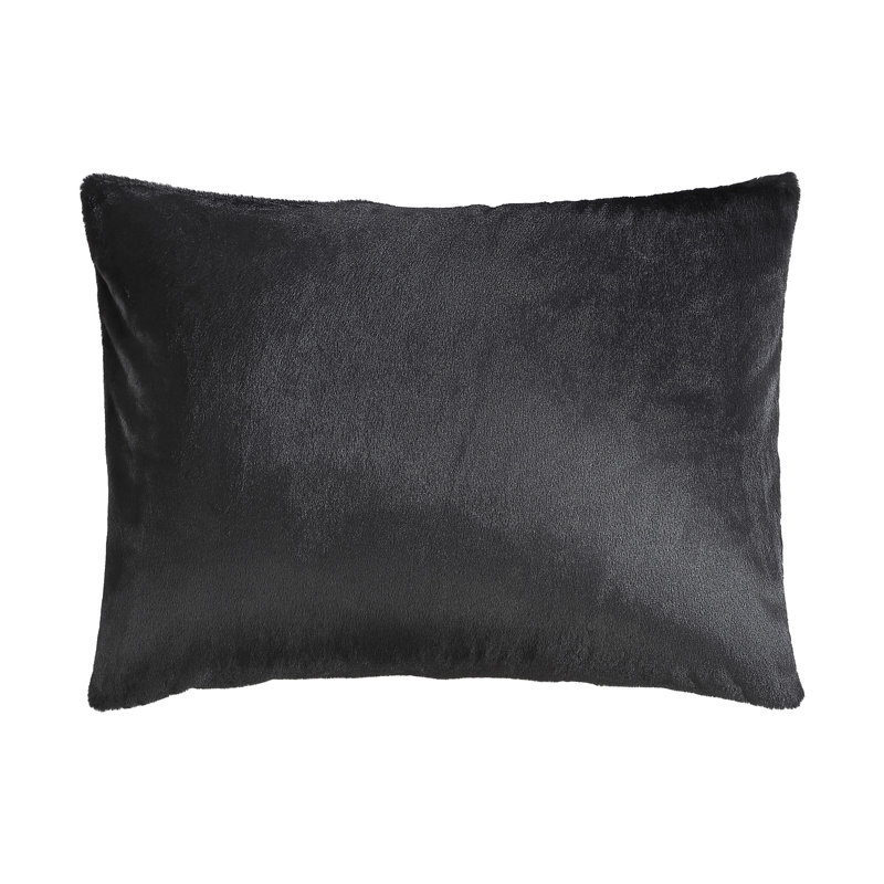 City Scene Faux Fur Solid Reversible Black Duvet Cover Set & Reviews